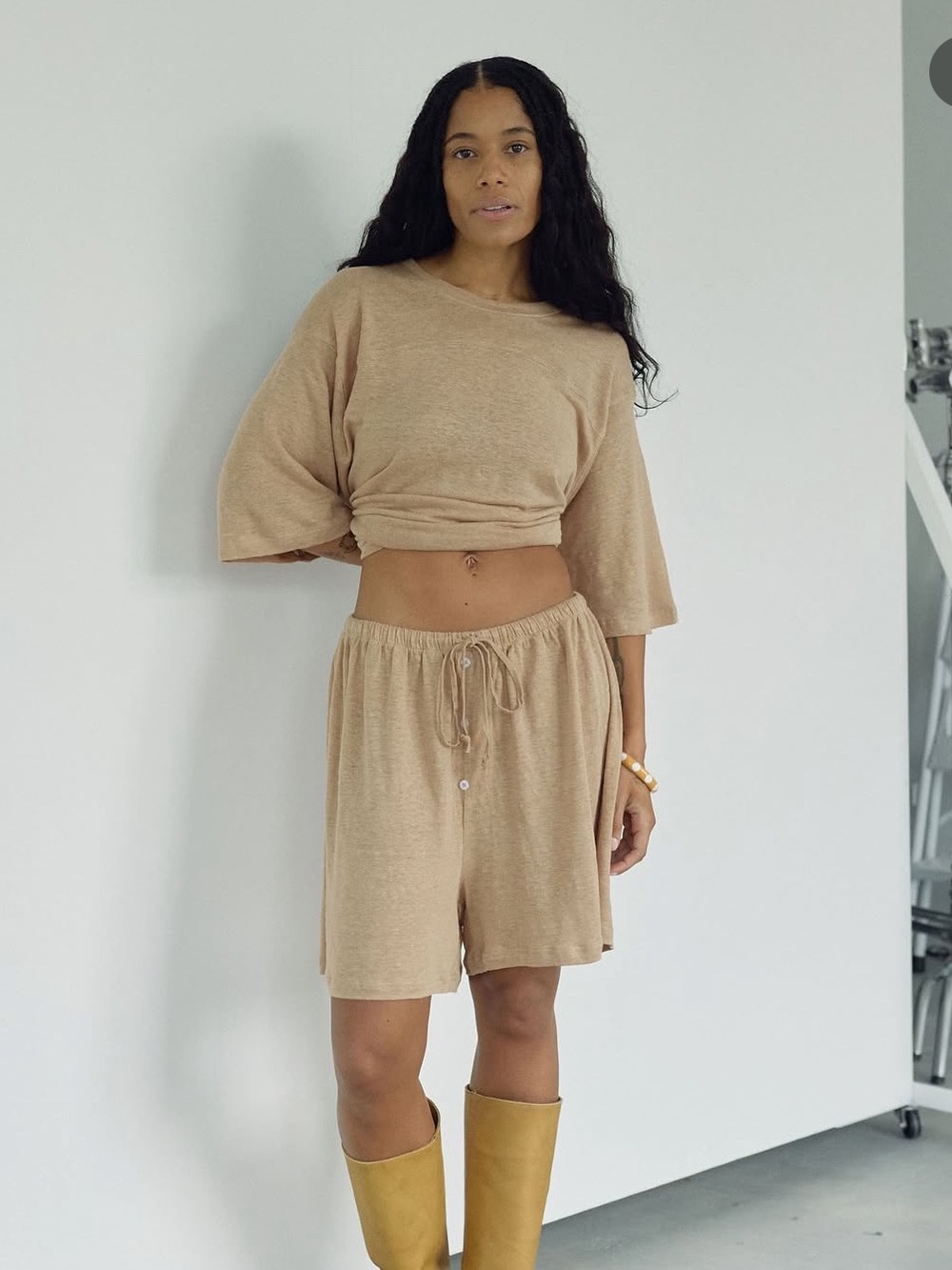 Boheme Goods Tan Linen Jersey Boxer Shorts